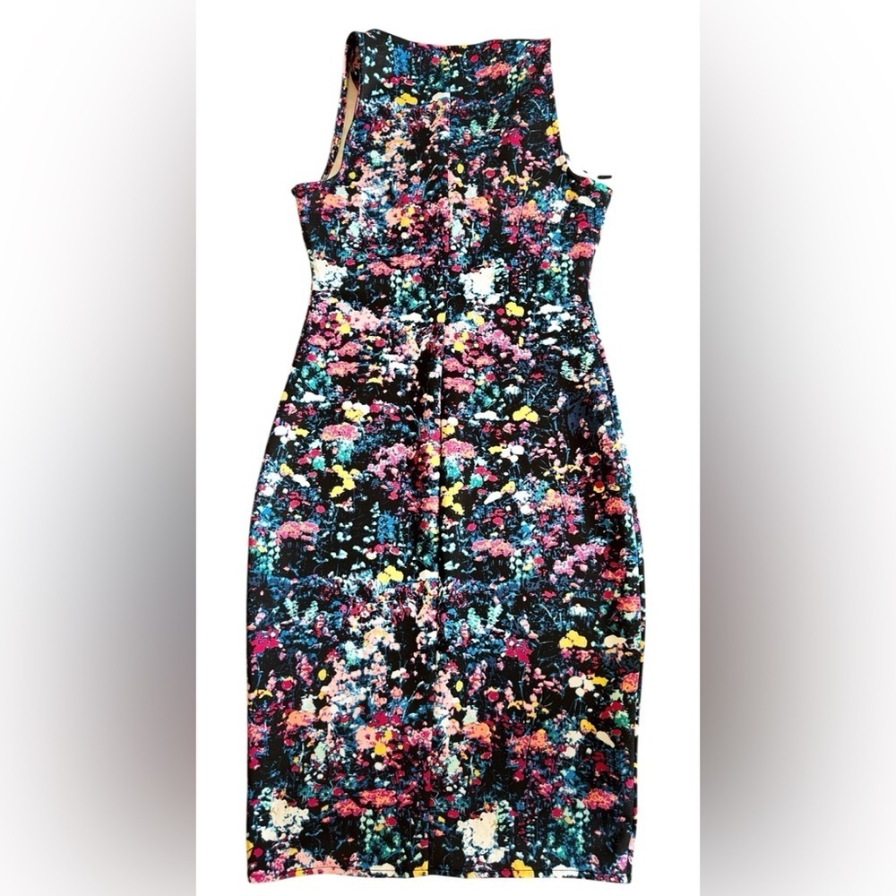 BELLE & SKY. Womens XS Sleeveless Dress Multicolor Floral Lace Up Front Stretch